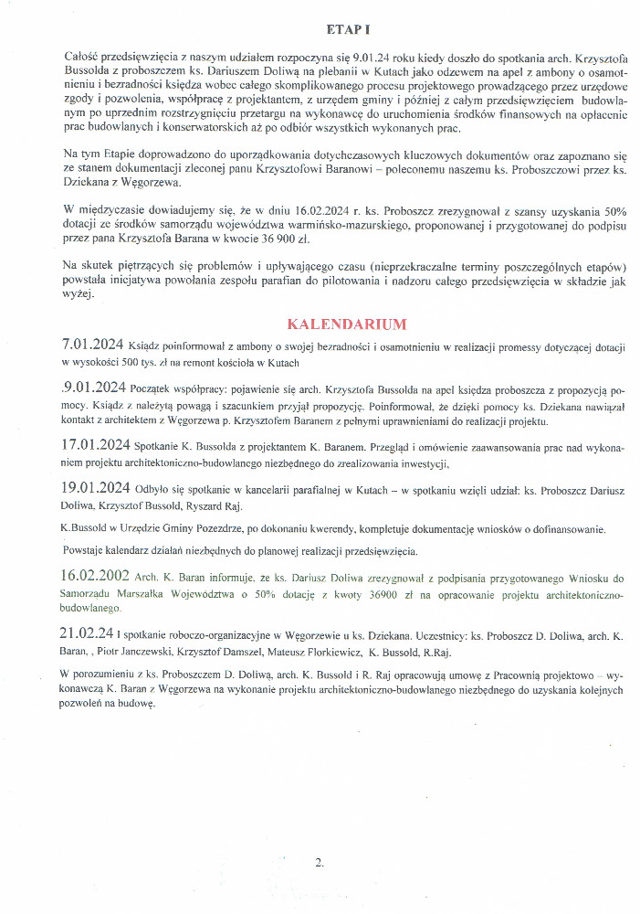kalendarium, dotacja, etap 1,