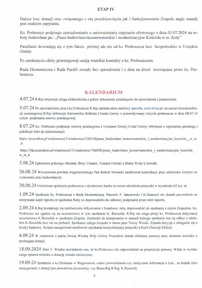 kalendarium, etap iv, kuty, parafia,